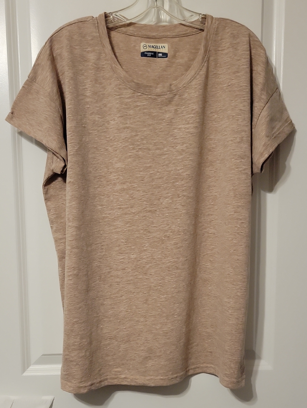 Magellan Women's Crew Neck S/S, 2XL T-shirt, Heathered Brown. Like New.
